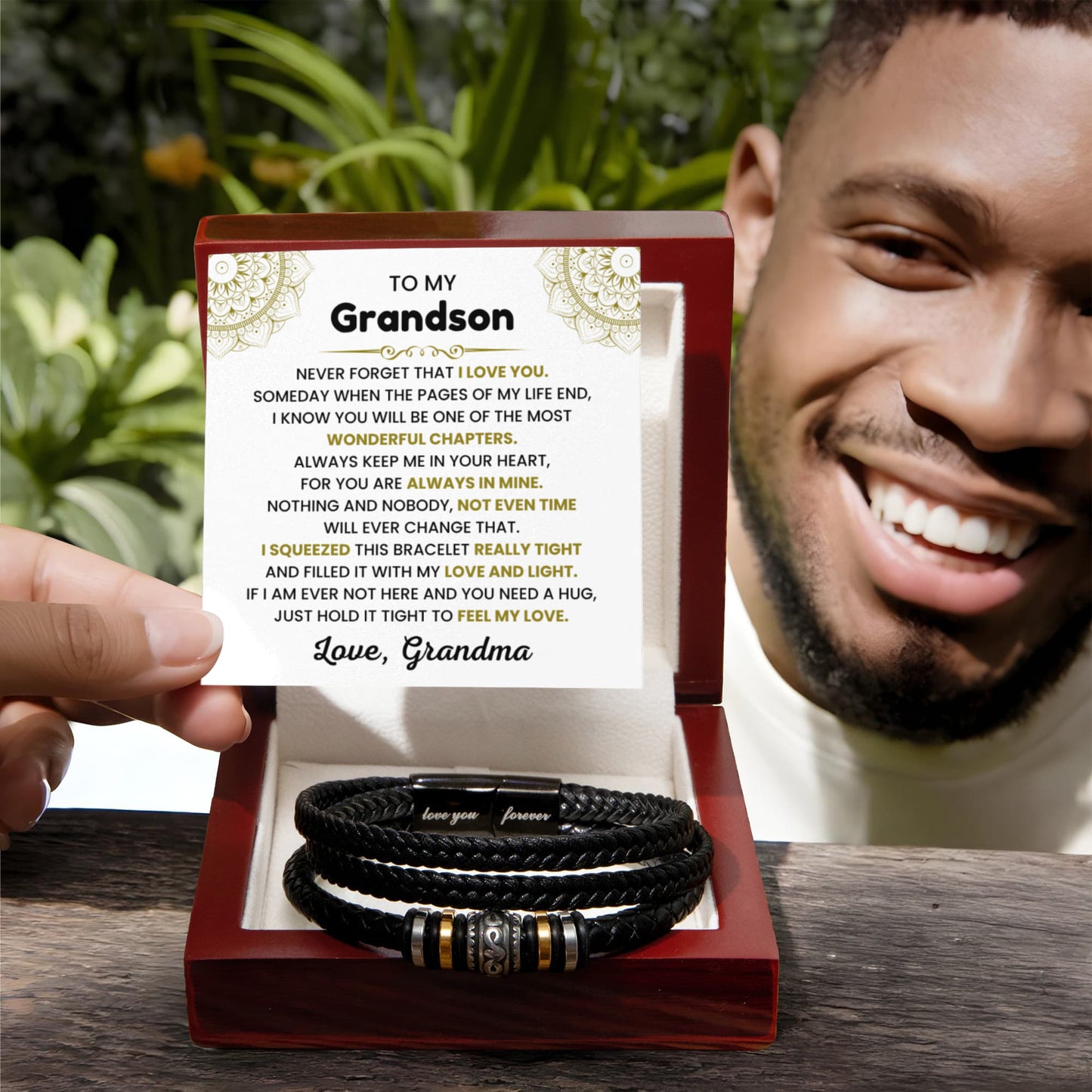 To My Grandson - Gift for Grandson from Grandma - Never forget that I love you - Love You Forever Bracelet