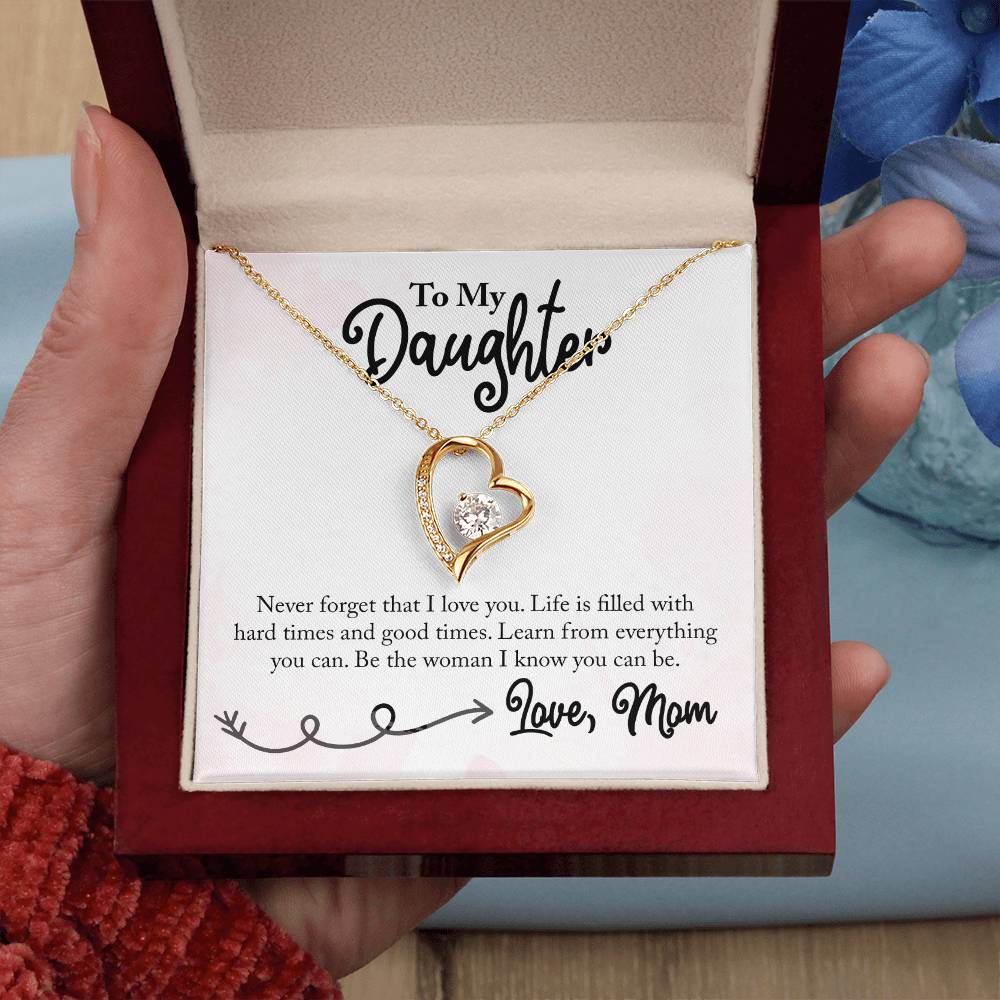 To My Daughter Necklace – Daughter Birthday Graduation Celebration Gift – Forever Love Necklace
