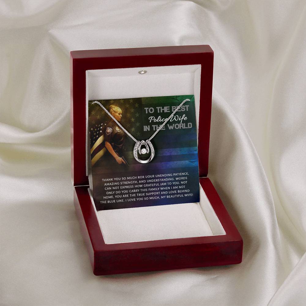To My Police Wife Necklace - Romantic Birthday Gift from Husband - Lucky In Love Necklace