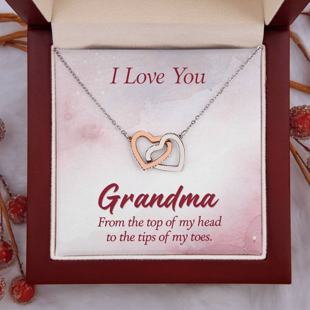 I Love You Grandma Gift from Grandkids - Interlocking Hearts Necklace