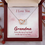 I Love You Grandma Gift from Grandkids - Interlocking Hearts Necklace