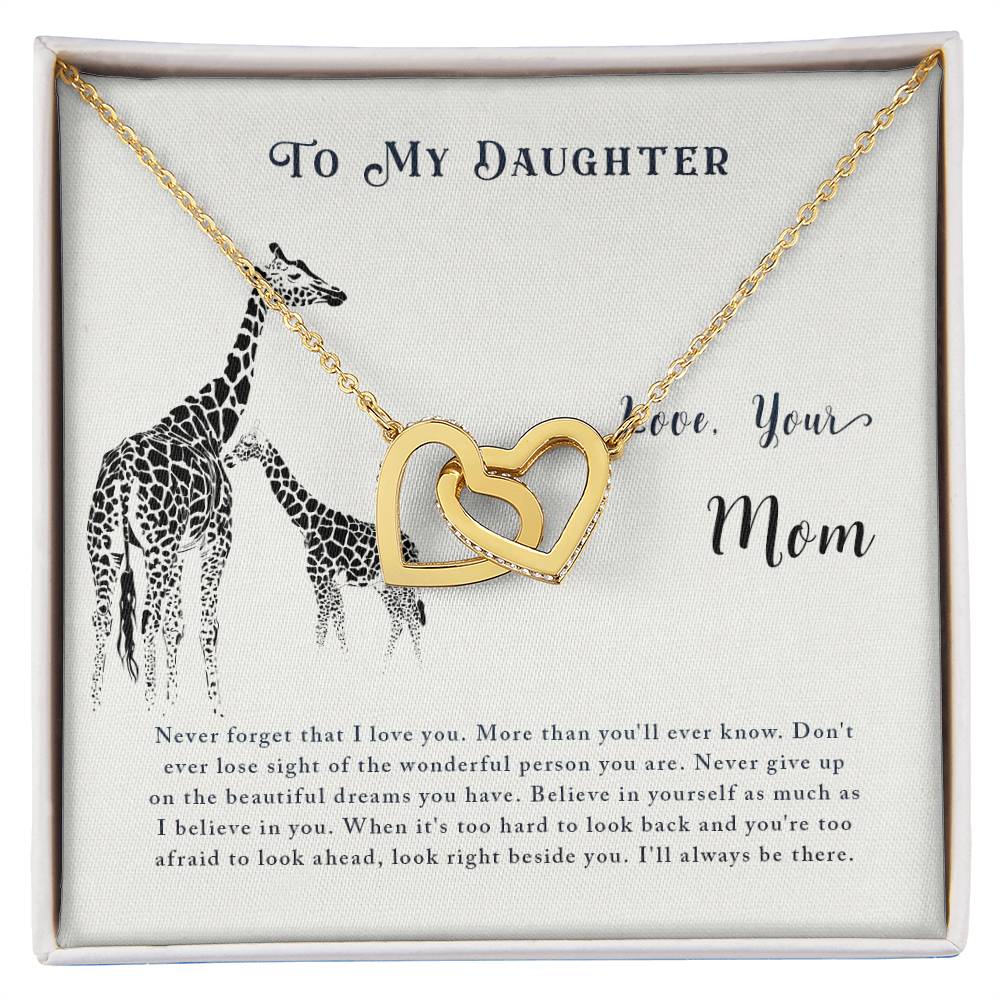 To My Daughter Necklace - Best Gift for Daughter’s Birthday from a Loving Mom - Interlocking Hearts Necklace