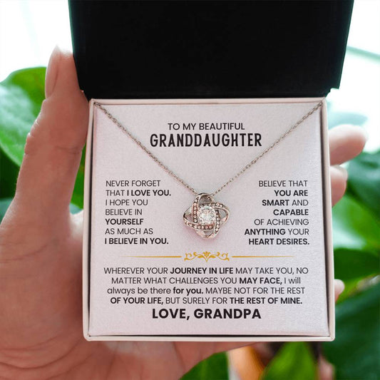 To My Granddaughter Necklace – Christmas Gift for Granddaughter’s Graduation from Grandpa – Love Knot Necklace