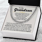 To My Grandson Necklace – Holiday Gift for Grandson Graduation – Cuban Link Chain