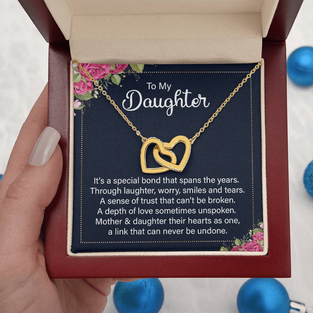 To My Daughter Necklace – Perfect Daughter Gift for Graduation & Birthday – Interlocking Hearts Necklace