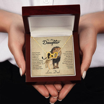 To My Daughter Necklace - Everyday Love Jewelry Gift from Dad for Daughter’s Birthday & Just Because - Interlocking Hearts Necklace