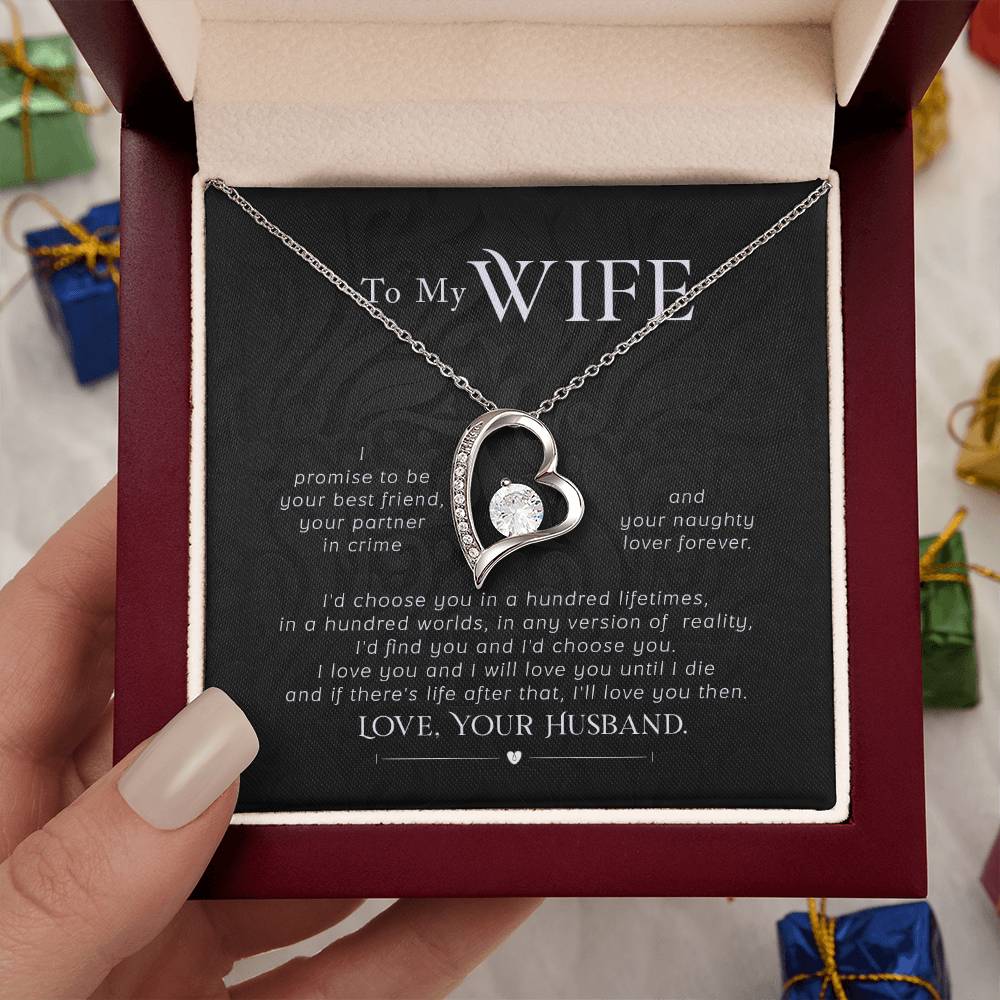 To My Wife Necklace - Emotional Jewelry Gift for Wife from Husband to Celebrate Love Every Day - Forever Love Necklace