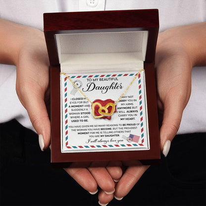 To My Daughter Necklace – Daughter Birthday Graduation Celebration Gift – Interlocking Hearts Necklace