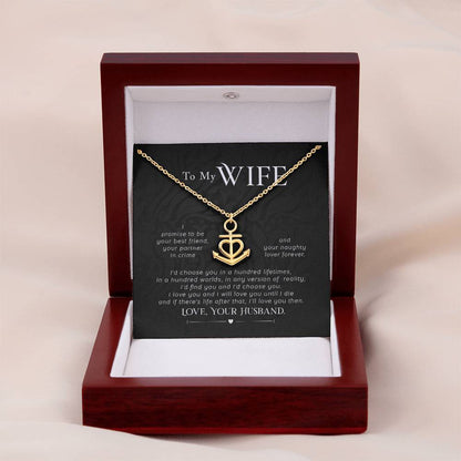 To My Wife Necklace - Emotional Jewelry Gift for Wife from Husband to Celebrate Love Every Day - Anchor Pendant Necklace