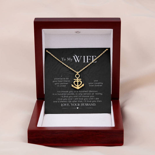 To My Wife Necklace - Emotional Jewelry Gift for Wife from Husband to Celebrate Love Every Day - Anchor Pendant Necklace