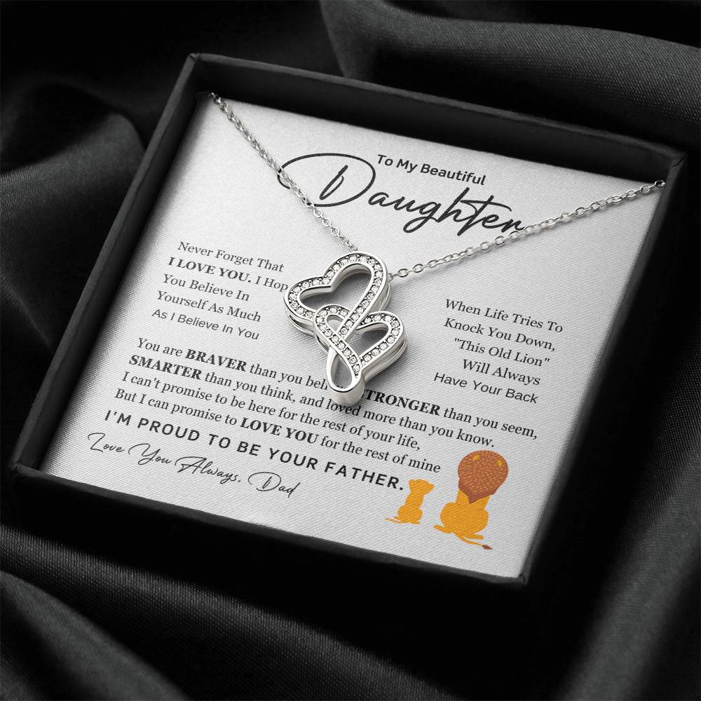 To My Daughter Necklace - Holiday Gift for Daughter from Dad - Heart-to-heart Pendant Necklace