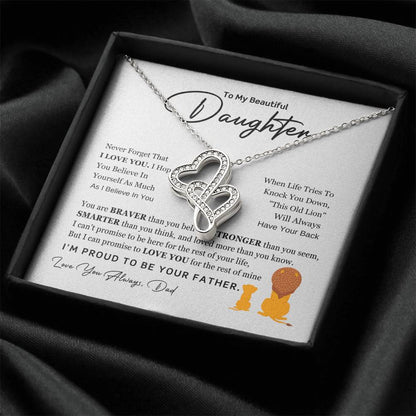 To My Daughter Necklace - Holiday Gift for Daughter from Dad - Heart-to-heart Pendant Necklace