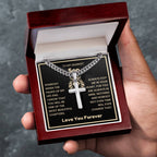 To My Dearest Son Necklace - Gift for Son - Always keep me in your heart - Artisan Cross with Cuban Link Chain