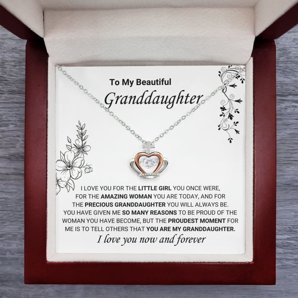 To My Granddaughter Necklace – Graduation & Birthday Jewelry Gift for Granddaughter – Crown Pendant Necklace