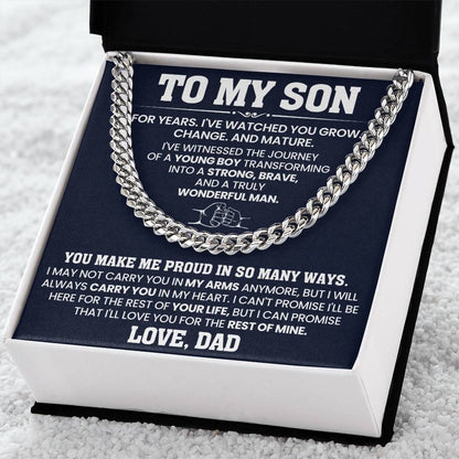 To My Son - You make me proud in so many ways - Cuban Link Chain Gift from Dad