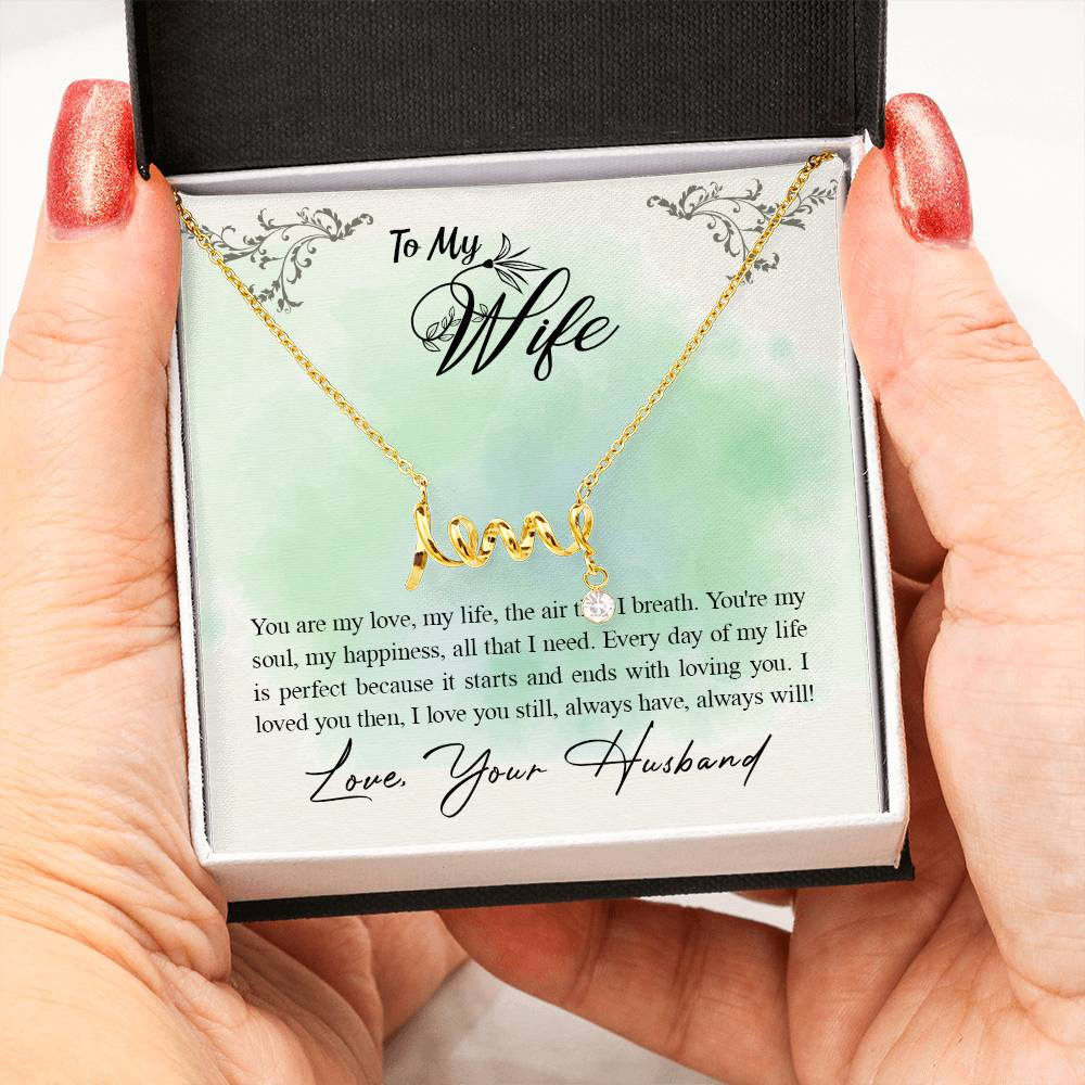 Holiday Gift for Wife - Romantic Jewelry from Husband for Christmas & Valentine’s Day - Scripted Love Necklace