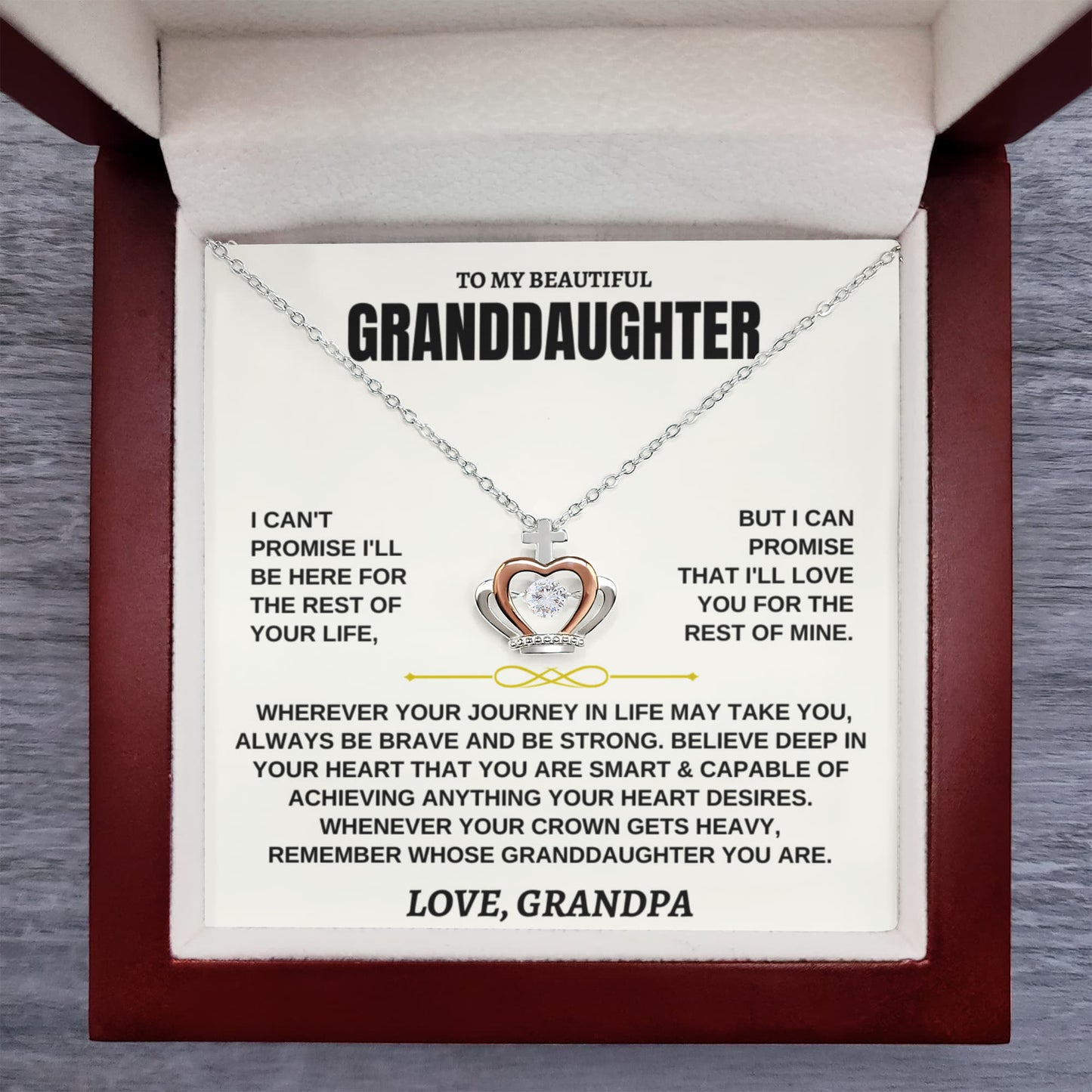 To My Granddaughter Necklace – Jewelry for Granddaughter on Graduation Birthday Events from Grandpa – Crown Pendant Necklace