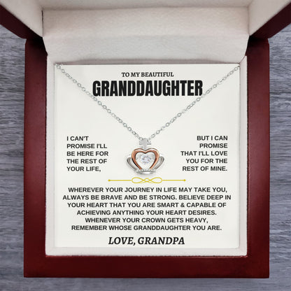 To My Granddaughter Necklace – Jewelry for Granddaughter on Graduation Birthday Events from Grandpa – Crown Pendant Necklace