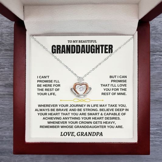 To My Granddaughter Necklace – Jewelry for Granddaughter on Graduation Birthday Events from Grandpa – Crown Pendant Necklace