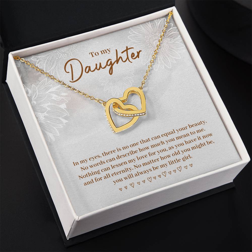 To My Daughter Necklace – Daughter Christmas Graduation Jewelry Gift – Interlocking Hearts Necklace