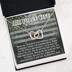 To My Air Force Wife Necklace - Jewelry Gift for Anniversary from Husband - Interlocking Hearts Necklace