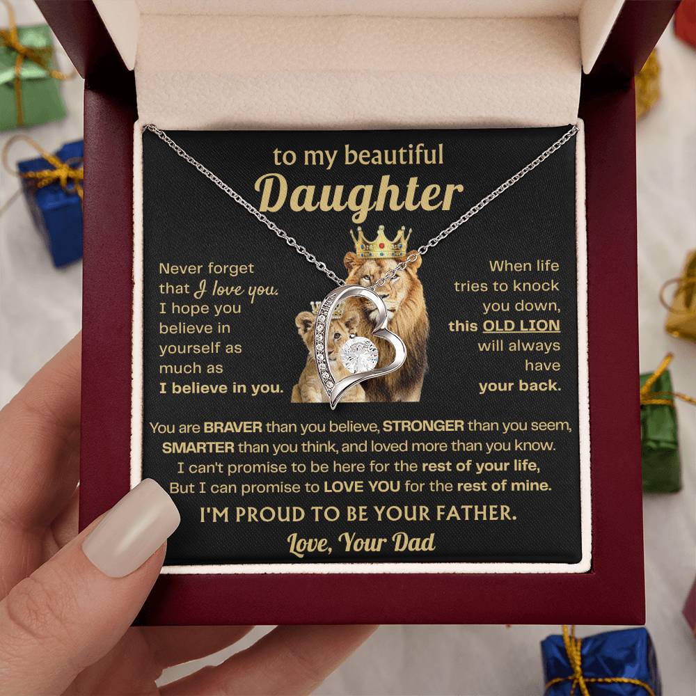 To My Daughter Necklace - Heartfelt Gift from Dad for Birthday, Graduation & Proud Dad Moments - Forever Love Necklace