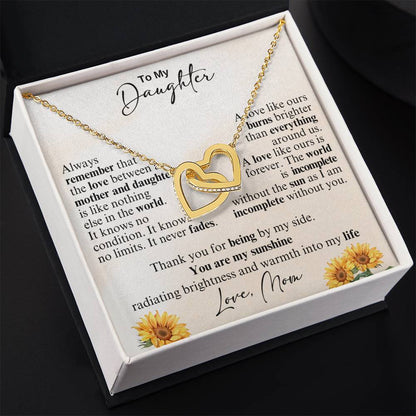 To My Daughter - Thank you for being by my side -  Interlocking Hearts Necklace