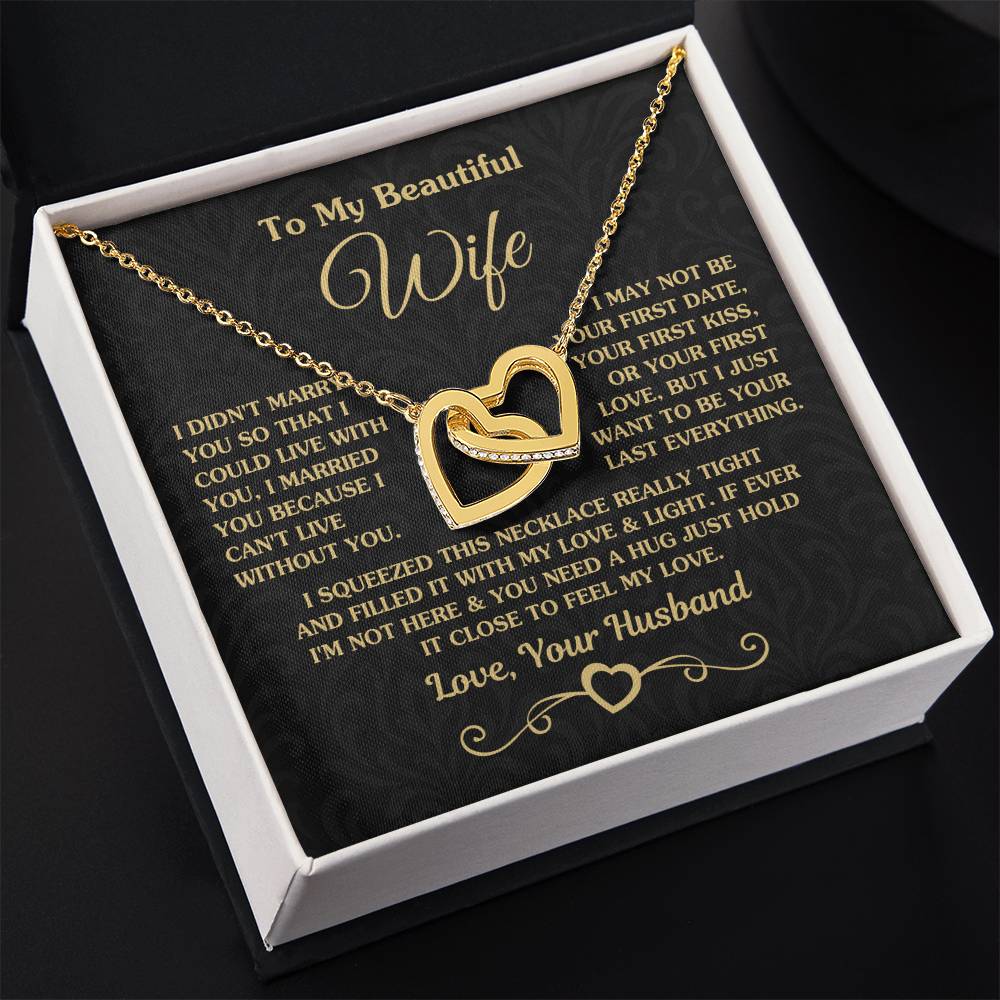 To My Beautiful Wife - Meaningful Jewelry Gift from Husband for Birthday, Valentine’s Day & Anniversary - Interlocking Hearts Necklace
