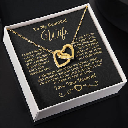 To My Beautiful Wife - Meaningful Jewelry Gift from Husband for Birthday, Valentine’s Day & Anniversary - Interlocking Hearts Necklace