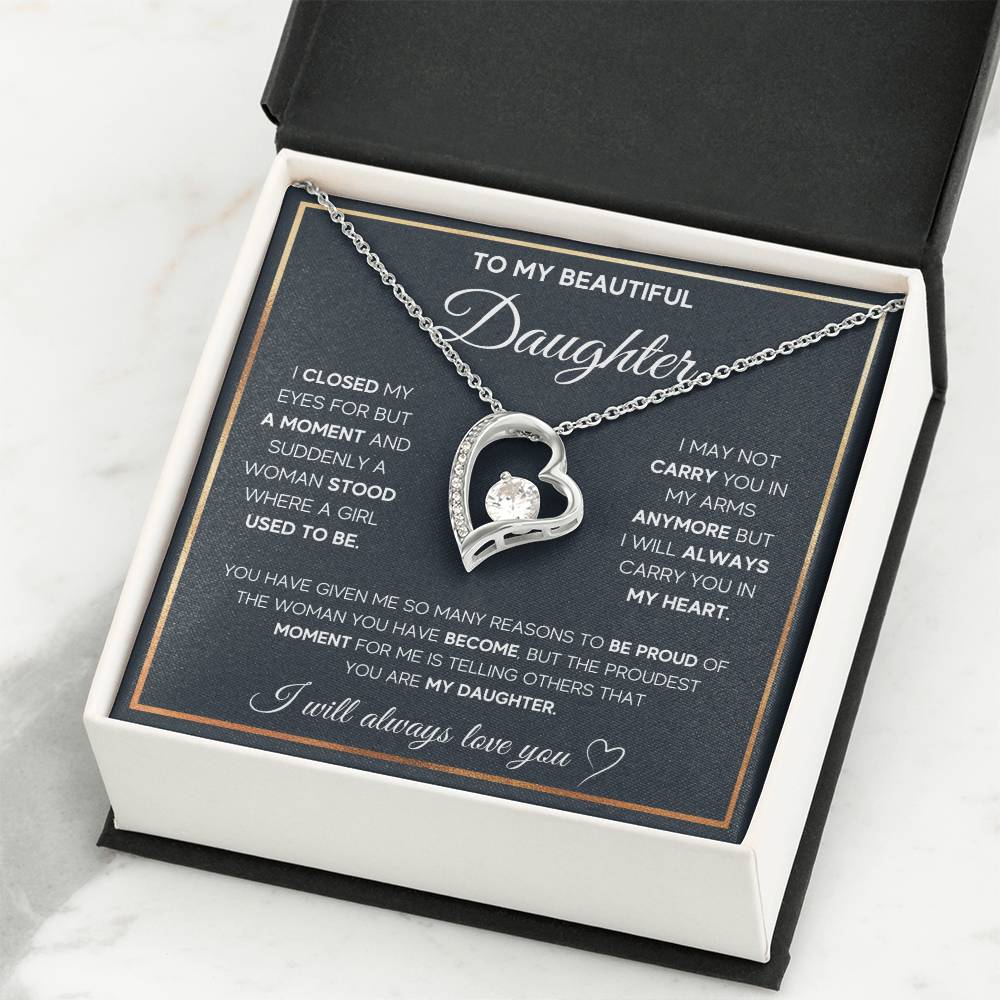 To My Daughter Necklace – Daughter Christmas Graduation Jewelry Gift – Forever Love Necklace