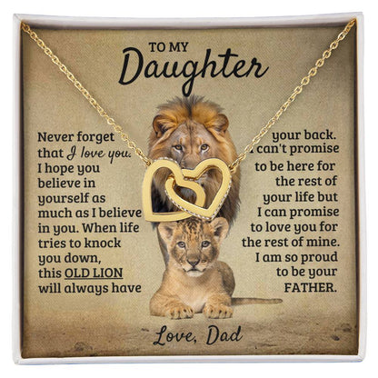 To My Daughter Necklace - I am so proud to be your father - Daughter Gift from Dad - Interlocking Hearts Necklace