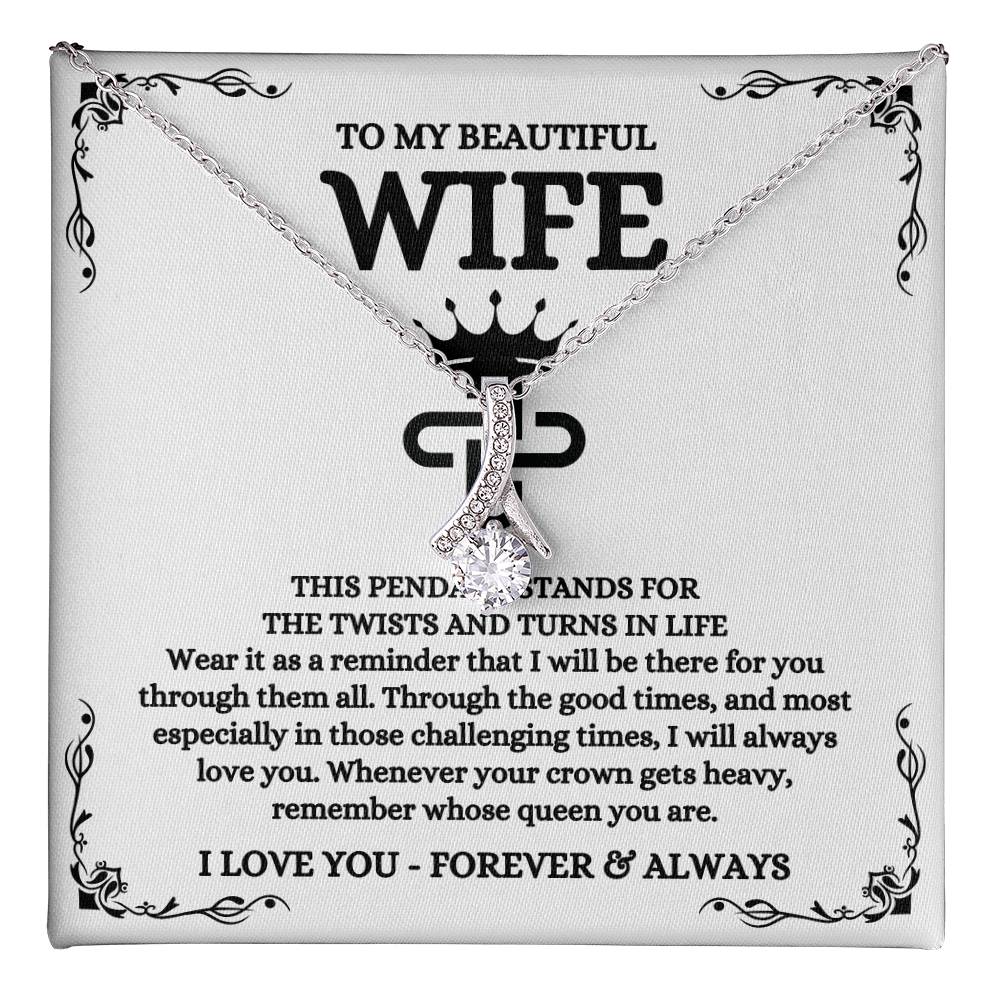 To My Beautiful Wife Necklace - Best Loving Jewelry Gift for Valentine’s Day, Anniversaries & Romantic Surprises - Alluring Beauty Necklace