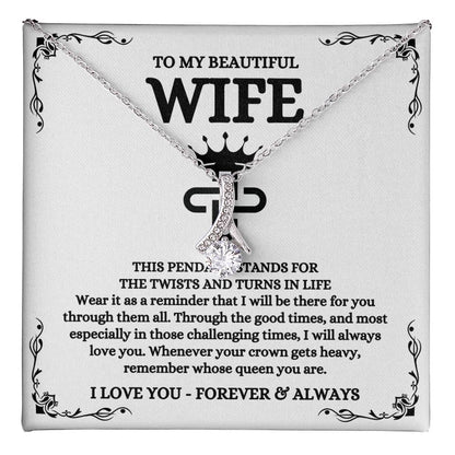 To My Beautiful Wife Necklace - Best Loving Jewelry Gift for Valentine’s Day, Anniversaries & Romantic Surprises - Alluring Beauty Necklace
