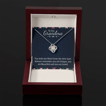 To Our Grandma Necklace - You stole our heart from the very start - Love Knot Necklace