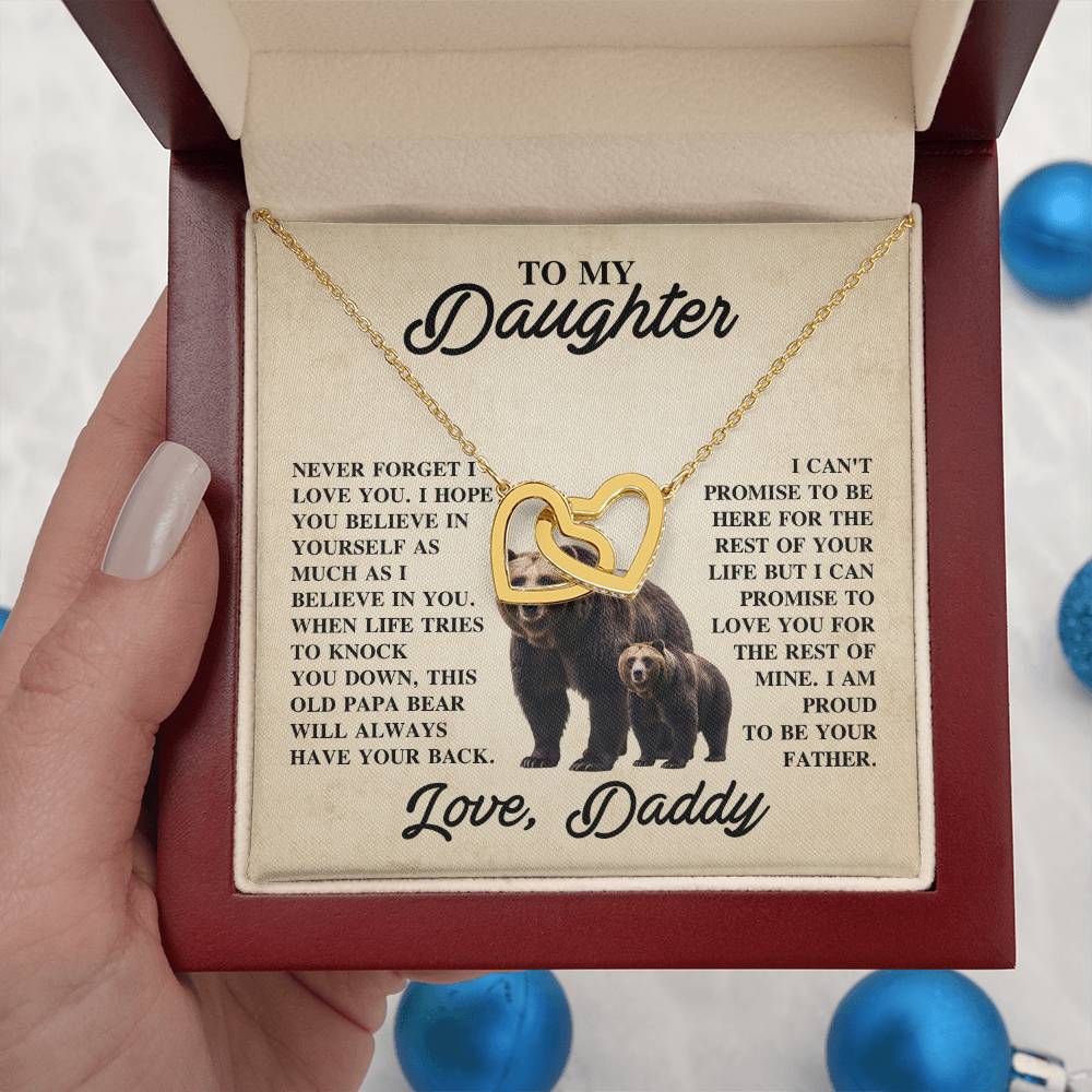 To My Daughter Necklace - Heartfelt Christmas Surprise from Daddy - Interlocking Hearts Necklace
