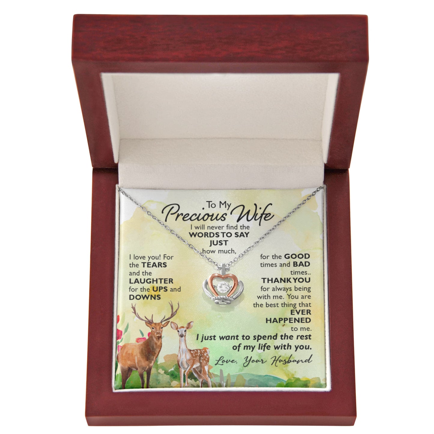 To My Wife Necklace - Sweet Romantic Jewelry for Wife - Crown Pendant Necklace