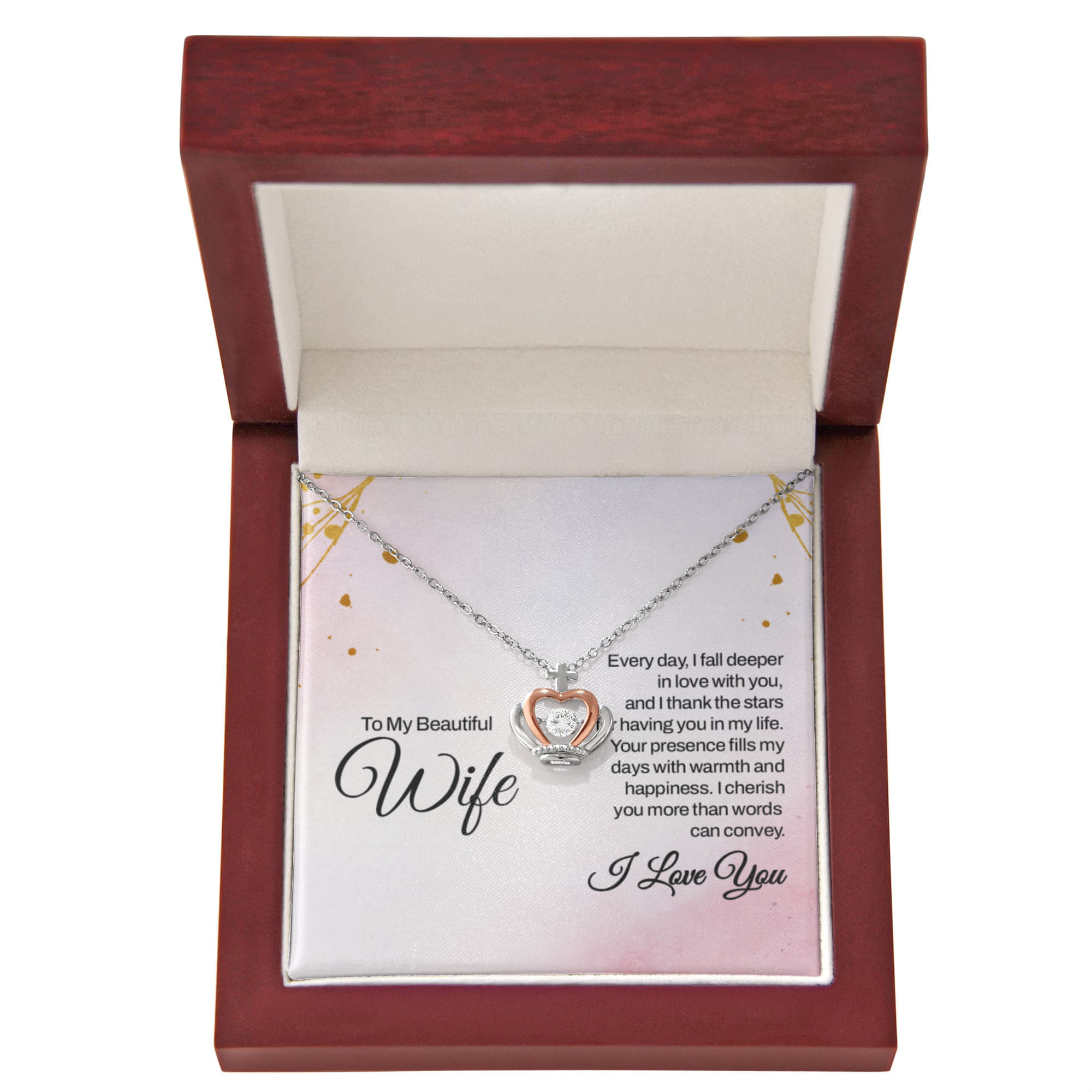 To My Wife Necklace - Jewelry Gift for Anniversary from Husband - Crown Pendant Necklace
