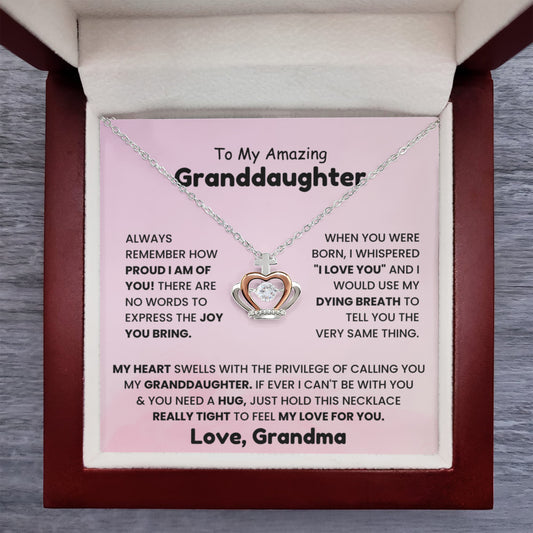 To My Granddaughter Necklace – Granddaughter Birthday Graduation Necklace Gift from Grandma – Crown Pendant Necklace