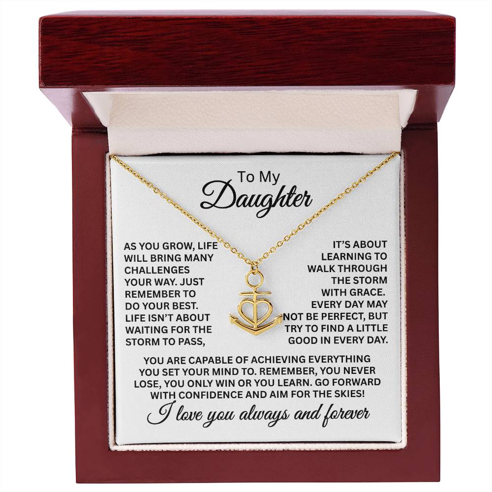 To My Daughter Necklace - I love you always and forever - Anchor Pendant Necklace