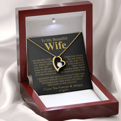 To My Beautiful Wife Necklace - Romantic Keepsake Jewelry Gift from Husband for Special Days & Valentine’s Love - Forever Love Necklace