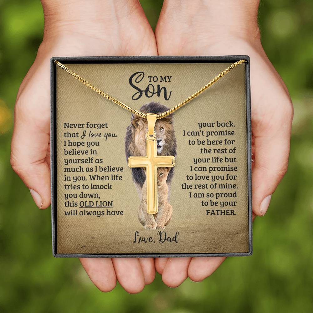 To My Son - Son Present from Dad - I am so proud to be your father - Artisan Cross Necklace