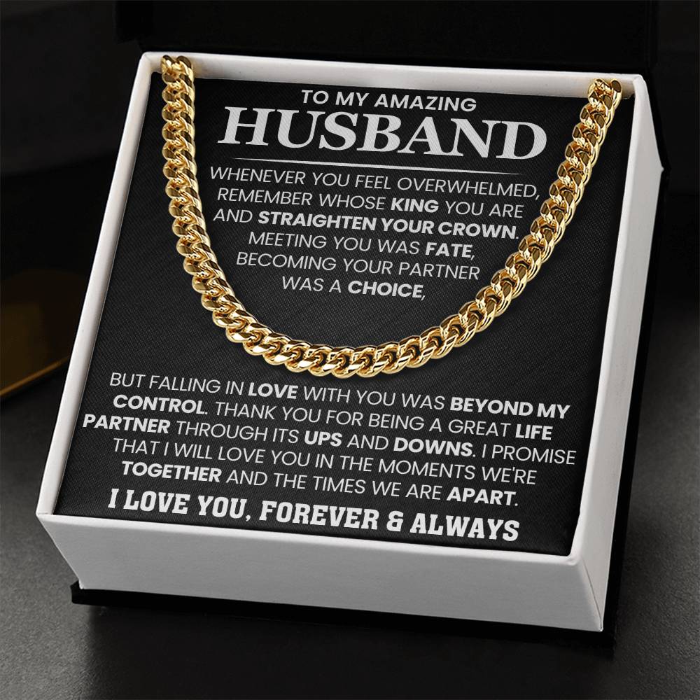 To My Husband – Cuban Link Chain – Anniversary & Birthday Gift from Wife