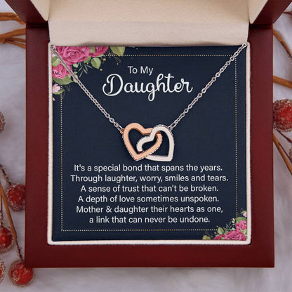 To My Daughter Necklace – Perfect Daughter Gift for Graduation & Birthday – Interlocking Hearts Necklace
