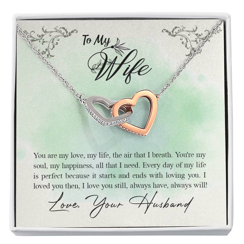 To My Wife Necklace - Romantic Husband to Wife Jewelry for Birthday, Valentine’s Day & Special Celebrations - Interlocking Hearts Necklace