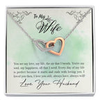 To My Wife Necklace - Romantic Husband to Wife Jewelry for Birthday, Valentine’s Day & Special Celebrations - Interlocking Hearts Necklace