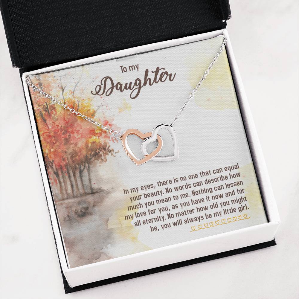 To My Daughter Necklace – Graduation Birthday Gift Idea for Daughter – Interlocking Hearts Necklace