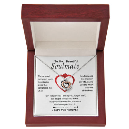 To My Beautiful Soulmate Necklace - Gift for Her for Birthday & Sweet Romantic Surprises - Crown Pendant Necklace