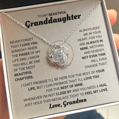 To My Granddaughter Necklace – Present from Grandma for Granddaughter – Love Knot Necklace