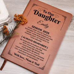 Personalized Graduation Gift for Daughter, Graphic Leather Journal for Daughter, Inspirational Keepsake