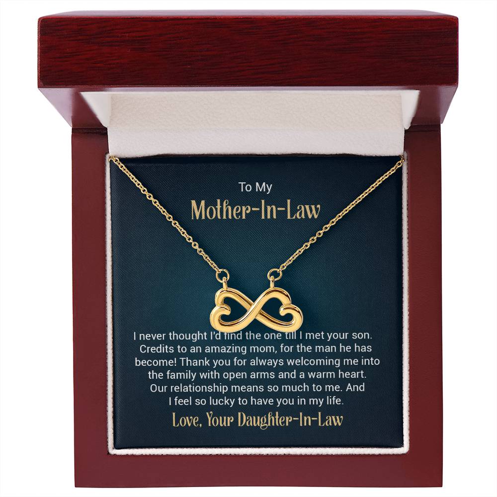 To My Mother In Law - I never thought I'd find the one till I met your son Endless Love Necklace - Gift for MIL